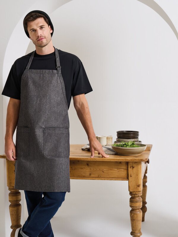 Cotton denim bib apron, organic and Fairtrade certified Thumbnail